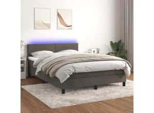 8720287379904 - Bonnevie - BoxspringbettDoppelbett mit Matratze & led Dunkelgrau 140x200 cm Samt vidaXL