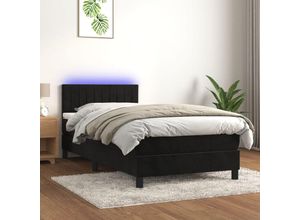 8720287380337 - Bonnevie - BoxspringbettSchlafzimmerbett mit Matratze & led Schwarz 100x200 cm Samt vidaXL