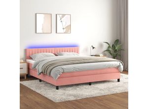 8720287380665 - Bonnevie - BoxspringbettSchlafzimmerbett mit Matratze & led Rosa 180x200 cm Samt vidaXL48302