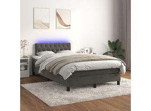 8720287380986 - Boxspringbett，Doppelbett mit Matratze & LED Dunkelgrau 120x200 cm Samt vidaXL