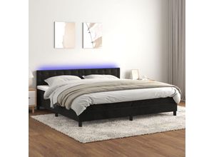 8720287381891 - Boxspringbett，Doppelbett mit Matratze & LED Schwarz 200x200 cm Samt vidaXL