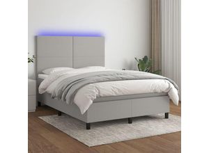 8720287382416 - Bonnevie - BoxspringbettSchlafzimmerbett mit Matratze & led Hellgrau 140x200 cm Stoff vidaXL49330