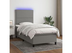 8720287382744 - Boxspringbett，Schlafzimmerbett mit Matratze & LED Dunkelgrau 80x200 cm Stoff vidaXL331426