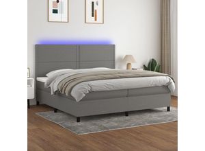 8720287383468 - Bonnevie - BoxspringbettDoppelbett mit Matratze & led Dunkelgrau 200x200 cm Stoff vidaXL