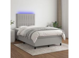 8720287385455 - Boxspringbett，Schlafzimmerbett mit Matratze & LED Hellgrau 120x200 cm Stoff vidaXL31872