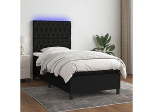 8720287386193 - Bonnevie - BoxspringbettSchlafzimmerbett mit Matratze & led Schwarz 100x200 cm Stoff vidaXL