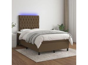 8720287386285 - Bonnevie - BoxspringbettSchlafzimmerbett mit Matratze & led Dunkelbraun 120x200 cm Stoff vidaXL543831