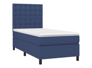 8720287386957 - Boxspringbett mit Matratze & led Blau 90x200 cm Stoff Vidaxl