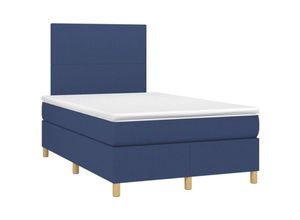 8720287387916 - Boxspringbett，Doppelbett mit Matratze & LED Blau 120x200 cm Stoff vidaXL