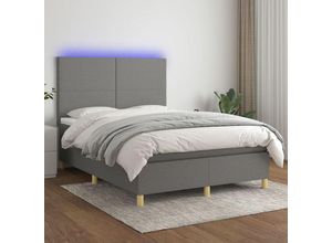 8720287387947 - Bonnevie - BoxspringbettSchlafzimmerbett mit Matratze & led Dunkelgrau 140x190 cm Stoff vidaXL25784