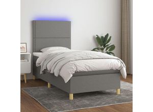 8720287388586 - Bonnevie - BoxspringbettSchlafzimmerbett mit Matratze & led Dunkelgrau 100x200 cm Stoff vidaXL