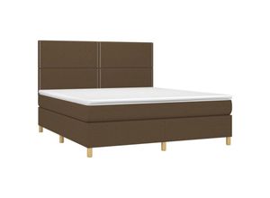 8720287389002 - Boxspringbett mit Matratze & LED Dunkelbraun 180x200 cm Stoff vidaXL 8720287389002 - Boxspringbett mit Matratze & LED Dunkelbraun 180x200 cm Stoff vidaXL