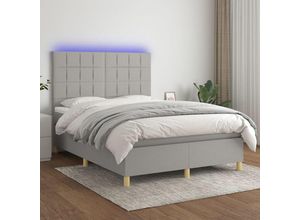 8720287389538 - Bonnevie - BoxspringbettSchlafzimmerbett mit Matratze & led Hellgrau 140x190 cm Stoff vidaXL99912