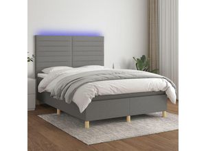 8720287390343 - Bonnevie - BoxspringbettSchlafzimmerbett mit Matratze & led Dunkelgrau 140x190 cm Stoff vidaXL11203