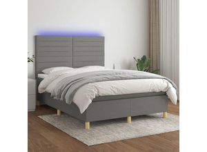 8720287390428 - Bonnevie - BoxspringbettSchlafzimmerbett mit Matratze & led Dunkelgrau 140x200 cm Stoff vidaXL53184