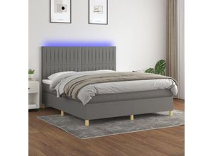 8720287391388 - Bonnevie - BoxspringbettDoppelbett mit Matratze & led Dunkelgrau 180x200 cm Stoff vidaXL