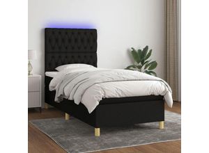 8720287391715 - Bonnevie - BoxspringbettSchlafzimmerbett mit Matratze & led Schwarz 90x200 cm Stoff vidaXL