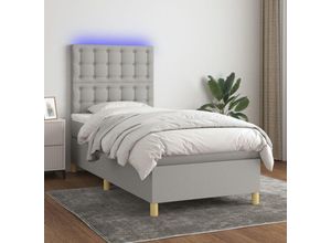 8720287392330 - Bonnevie - BoxspringbettSchlafzimmerbett mit Matratze & led Hellgrau 80x200 cm Stoff vidaXL