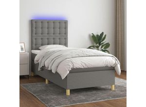 8720287392422 - Bonnevie - BoxspringbettSchlafzimmerbett mit Matratze & led Dunkelgrau 90x190 cm Stoff vidaXL