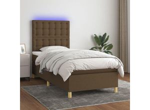 8720287392446 - Bonnevie - BoxspringbettSchlafzimmerbett mit Matratze & led Dunkelbraun 90x190 cm Stoff vidaXL233480