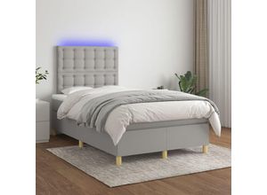 8720287392651 - Bonnevie - BoxspringbettDoppelbett mit Matratze & led Hellgrau 120x200 cm Stoff vidaXL