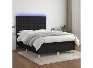 8720287392835 - Bonnevie - BoxspringbettDoppelbett mit Matratze & led Schwarz 140x200 cm Stoff vidaXL