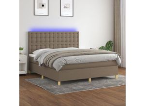 8720287393016 - BoxspringbettDoppelbett mit Matratze & led Taupe 180x200 cm Stoff vidaXL 8720287393016 - BoxspringbettDoppelbett mit Matratze & led Taupe 180x200 cm Stoff vidaXL