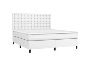 8720287394822 - Boxspringbett mit Matratze & LED Weiß 180x200 cm Kunstleder vidaXL