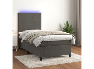 8720287394945 - Bonnevie - BoxspringbettSchlafzimmerbett mit Matratze & led Dunkelgrau 80x200 cm Samt vidaXL