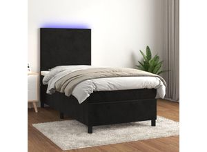 8720287395072 - Bonnevie - BoxspringbettSchlafzimmerbett mit Matratze & led Schwarz 90x200 cm Samt vidaXL22537 8720287395072 - Bonnevie - BoxspringbettSchlafzimmerbett mit Matratze & led Schwarz 90x200 cm Samt vidaXL22537