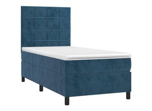 8720287396239 - Boxspringbett mit Matratze & led Dunkelblau 90x190 cm Samt Vidaxl Blau