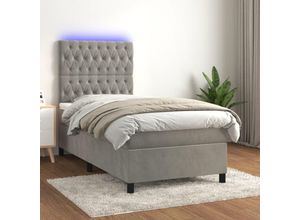 8720287397991 - Bonnevie - BoxspringbettSchlafzimmerbett mit Matratze & led Hellgrau 90x190 cm Samt vidaXL