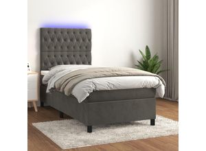 8720287398004 - Bonnevie - BoxspringbettSchlafzimmerbett mit Matratze & led Dunkelgrau 90x190 cm Samt vidaXL