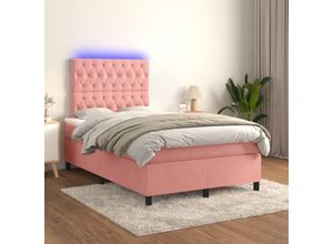 8720287398226 - Bonnevie - BoxspringbettSchlafzimmerbett mit Matratze & led Rosa 120x200 cm Samt vidaXL95866 8720287398226 - Bonnevie - BoxspringbettSchlafzimmerbett mit Matratze & led Rosa 120x200 cm Samt vidaXL95866