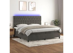 8720287398486 - Boxspringbett，Doppelbett mit Matratze & LED Dunkelgrau 200x200 cm Samt vidaXL