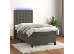 8720287398547 - Bonnevie - BoxspringbettSchlafzimmerbett mit Matratze & led Dunkelgrau 80x200 cm Samt vidaXL