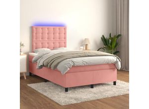 8720287398820 - Bonnevie - BoxspringbettSchlafzimmerbett mit Matratze & led Rosa 120x200 cm Samt vidaXL37242