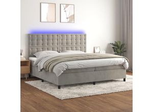 8720287399070 - Jinlefu - Boxspringbett mit Matratze & led Hellgrau 200x200 cm Samt vidaXL - Grau