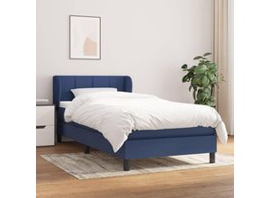 8720287401032 - Boxspringbett mit Matratze Blau 100x200 cm Stoff vidaXL697074