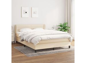 8720287401988 - Bonnevie - BoxspringbettSchlafzimmerbett mit Matratze Creme 140x190 cm Stoff vidaXL80546