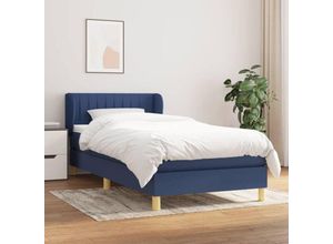 8720287408154 - BoxspringbettSchlafzimmerbett mit Matratze Blau 90x200 cm Stoff vidaXL653406