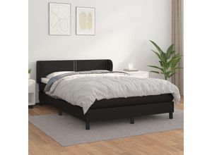 8720287411291 - Boxspringbett，Doppelbett mit Matratze Schwarz 140x200 cm Kunstleder vidaXL