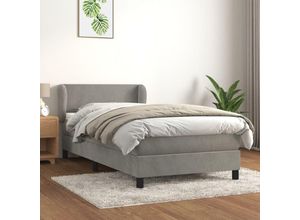 8720287412311 - Boxspringbett mit Matratze Hellgrau 100x200 cm Samt Vidaxl Grau