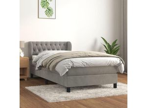 8720287415251 - Boxspringbett，Schlafzimmerbett mit Matratze Hellgrau 90x200 cm Samt vidaXL