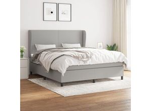 8720287416890 - Boxspringbett，Doppelbett mit Matratze Hellgrau 160x200 cm Stoff vidaXL