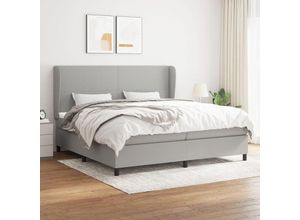 8720287417057 - Boxspringbett，Doppelbett mit Matratze Hellgrau 200x200 cm Stoff vidaXL