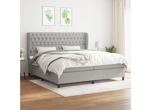 8720287421054 - Jinlefu - Boxspringbett mit Matratze Hellgrau 200x200 cm Stoff vidaXL - Grau