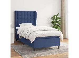 8720287421276 - Boxspringbett，Schlafzimmerbett mit Matratze Blau 90x190 cm Stoff vidaXL