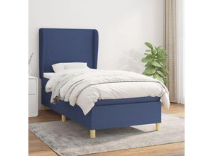 8720287421993 - Jinlefu - Boxspringbett mit Matratze Blau 80x200 cm Stoff vidaXL - Blau
