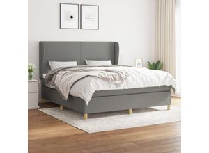 8720287422501 - Boxspringbett，Schlafzimmerbett mit Matratze Dunkelgrau 160x200 cm Stoff vidaXL36513